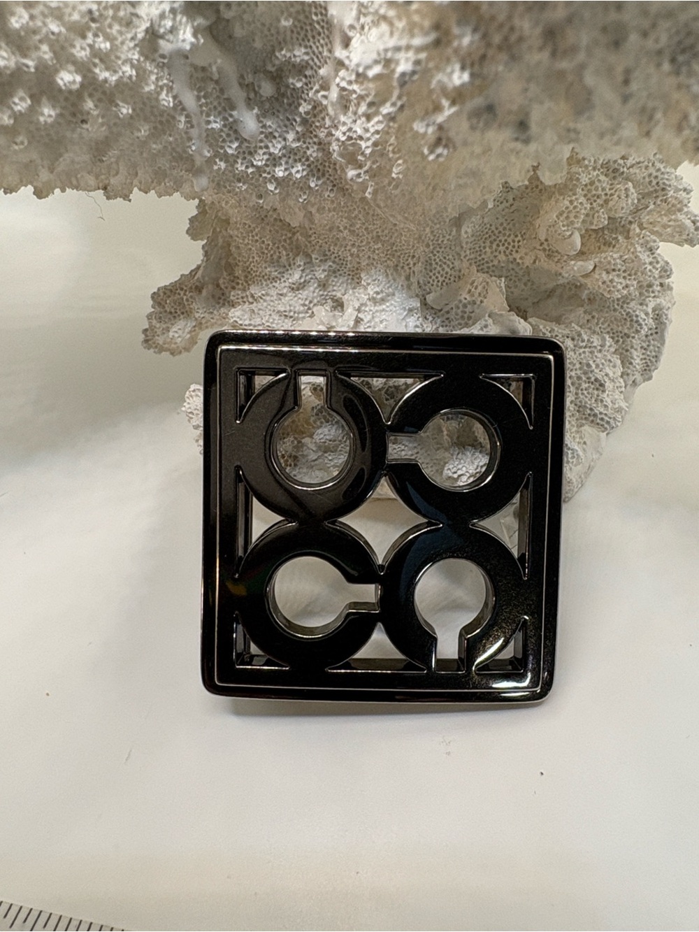 Coach Gun Metal Decorative Square Accent belt Buckle